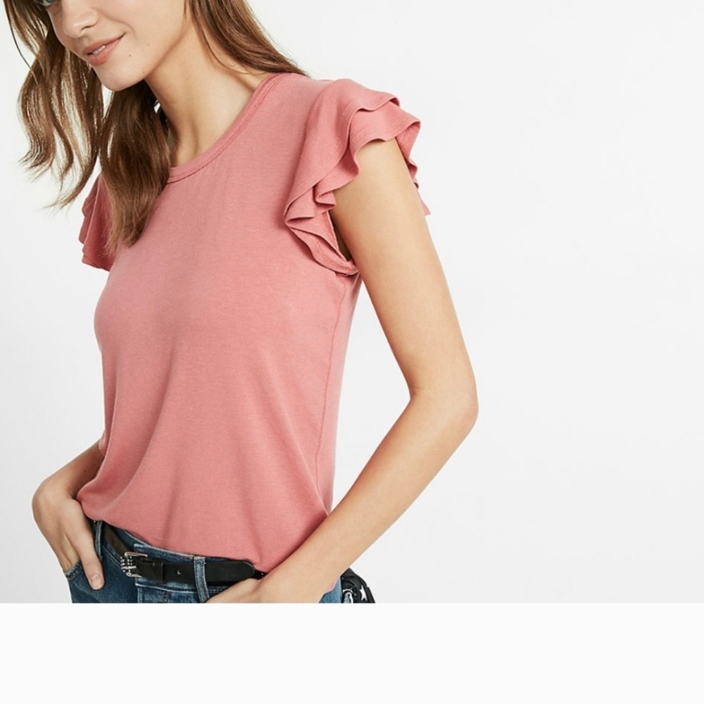 Express Ruffled Sleeve Rose Top